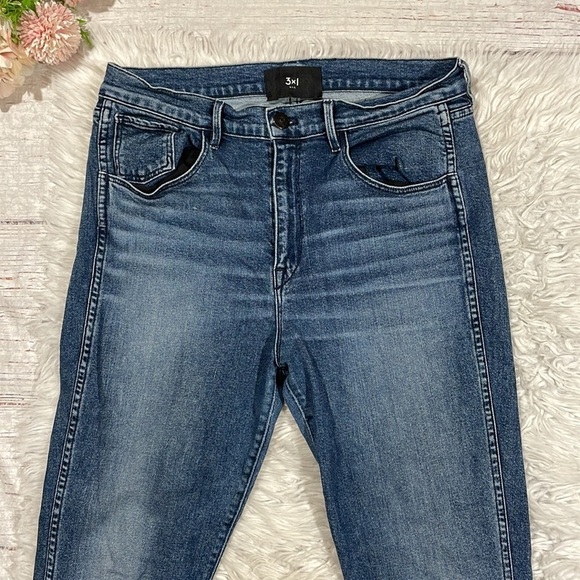 3x1 NYC Authentic Straight Crop Cammi Distressed Hem High Rise Jeans - Picture 12 of 14